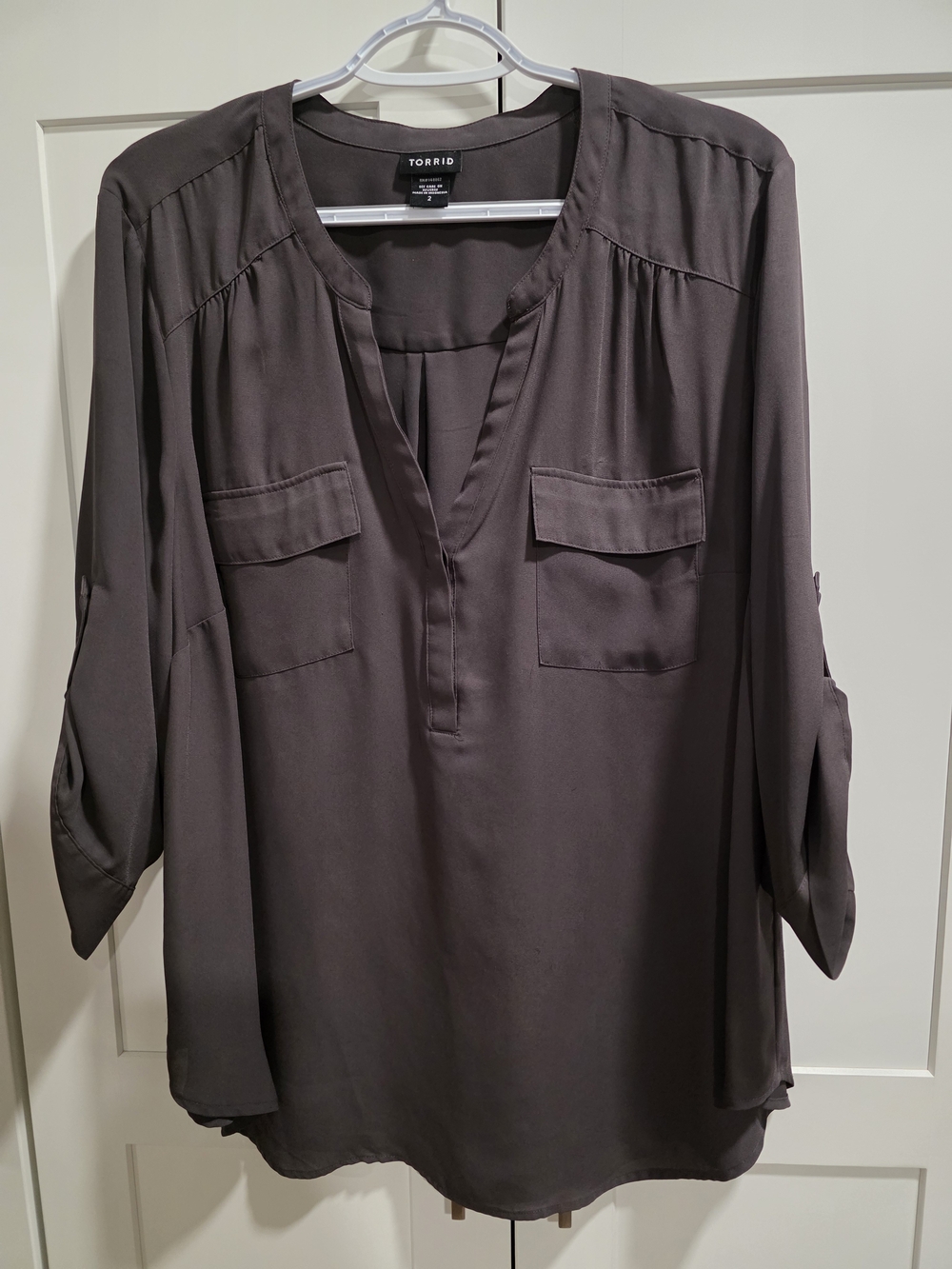 torrid Charcoal Split-Neck Tunic Blouse